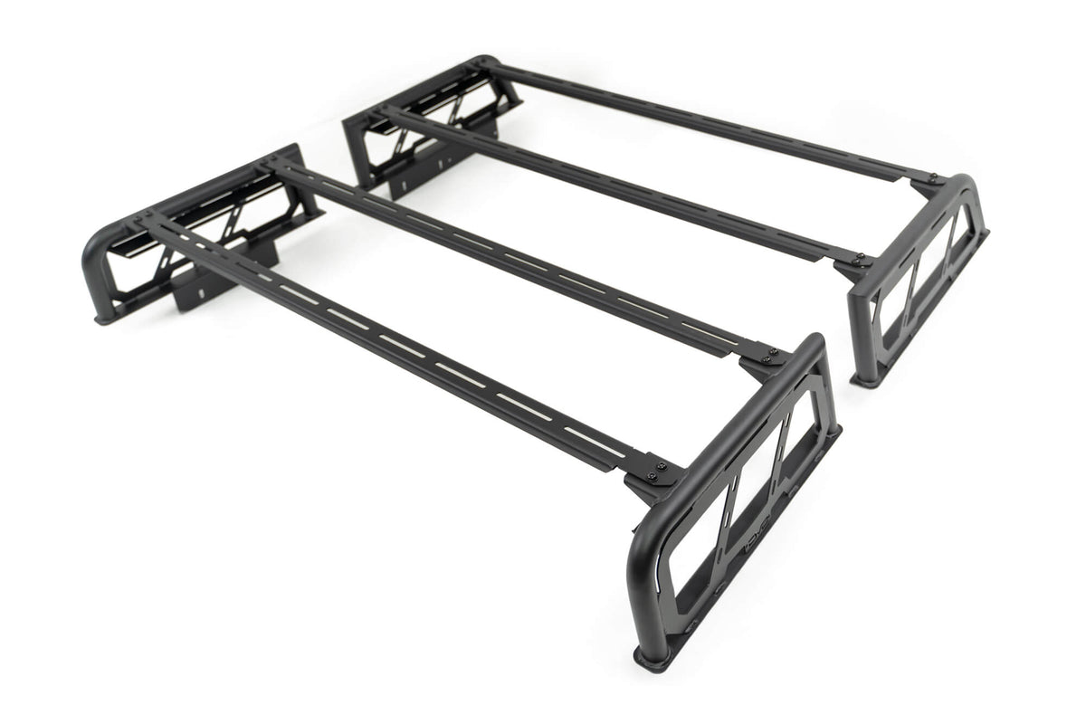 DV8 Offroad MTO Series Full-Size Truck Bed Rack - studio view fully assembled