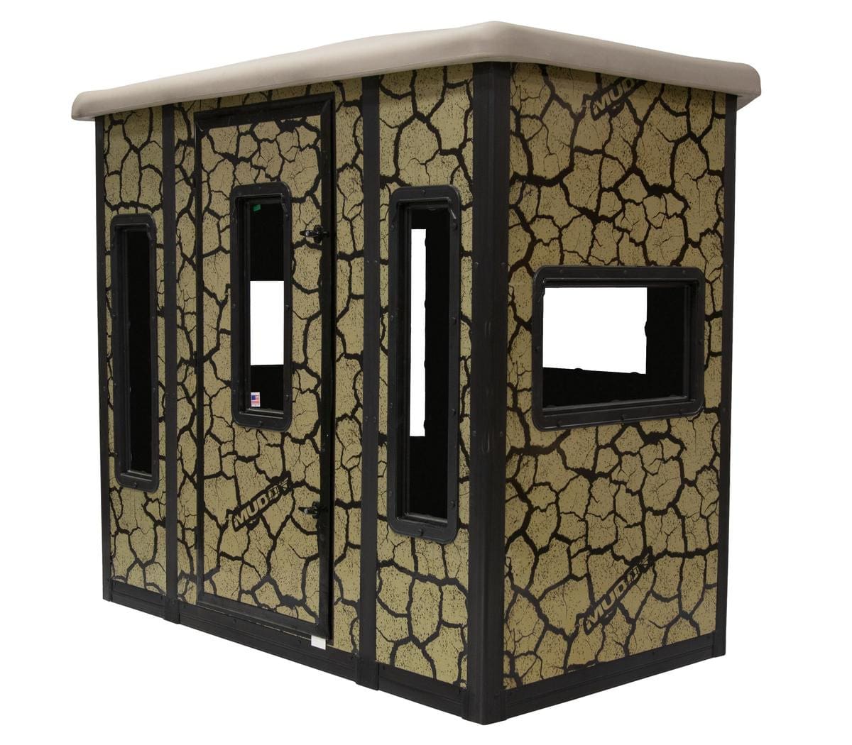 Muddy Penthouse Steel Box Blind exterior - cracked mud pattern steel wall construction