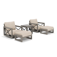 Marindo Aluminum Patio Conversation Set With 2 Swivel Chair and 2 Ottoman