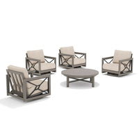 Marindo Patio 4 Swivel Lounge Chairs and Round Coffee Table