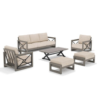 Marindo 6 Piece Outdoor Deep Seating Set with Ottoman