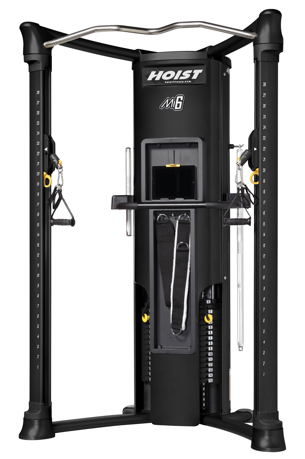 HOIST Mi6 Functional Trainer - front view showing dual pulley columns and clean enclosed design