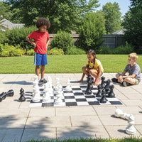 Giant Chess and Checkers Game Kit 4'x4' - Includes Game Board, Chess and Checker Pieces