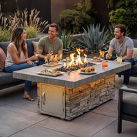 Cal Flame Mojave RT601M Modern Outdoor Gas Fire Pit - lifestyle environment view