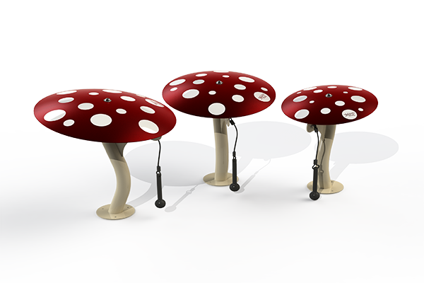 Rendering of the three Mushroom Bells in the Freenotes Ensemble - small, medium, and large
