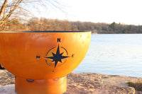 Fire Pit Art Navigator 36-inch compass rose fire pit with iron oxide patina finish - front view