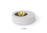 Studio Nisho Hestia luxury outdoor fire feature in Birch finish - lit flame