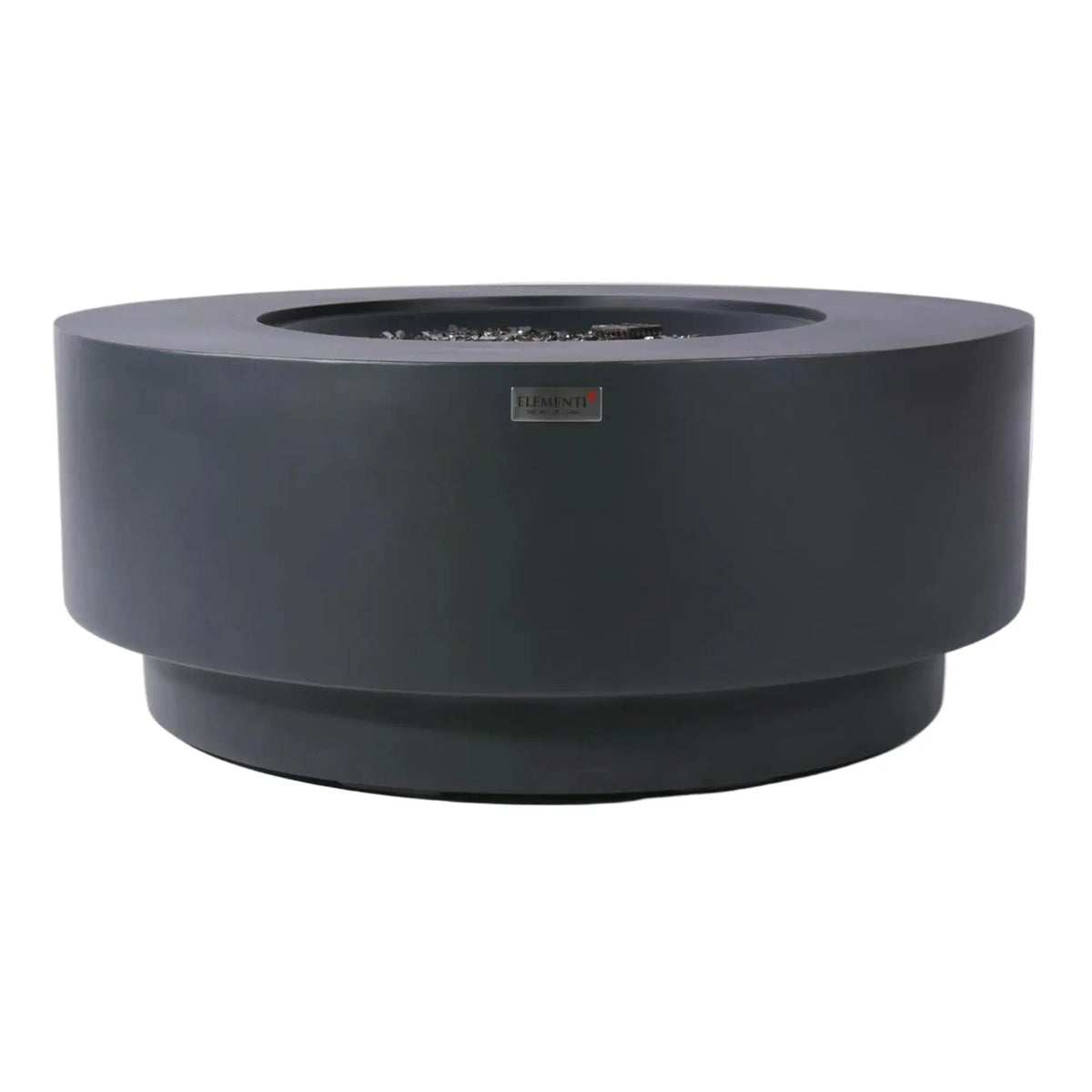 Elementi Plus Nimes 41-inch Round Dark Gray GFRC Gas Fire Table - hero shot