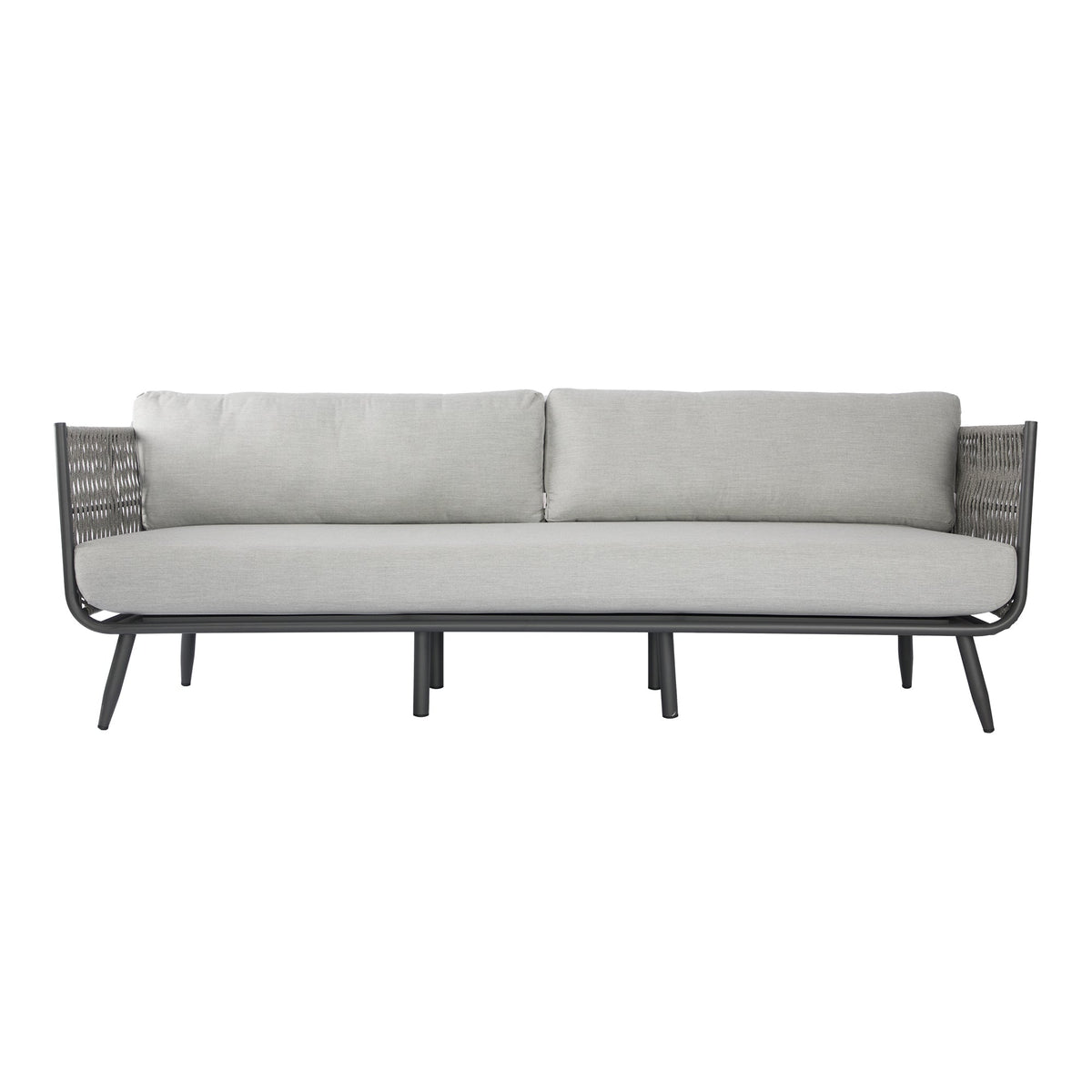 Ocean Rock Milano 3-seat outdoor patio sofa in grey with Sunbrella cushions - front view