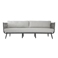 Ocean Rock Milano 3-seat outdoor patio sofa in grey with Sunbrella cushions - front view