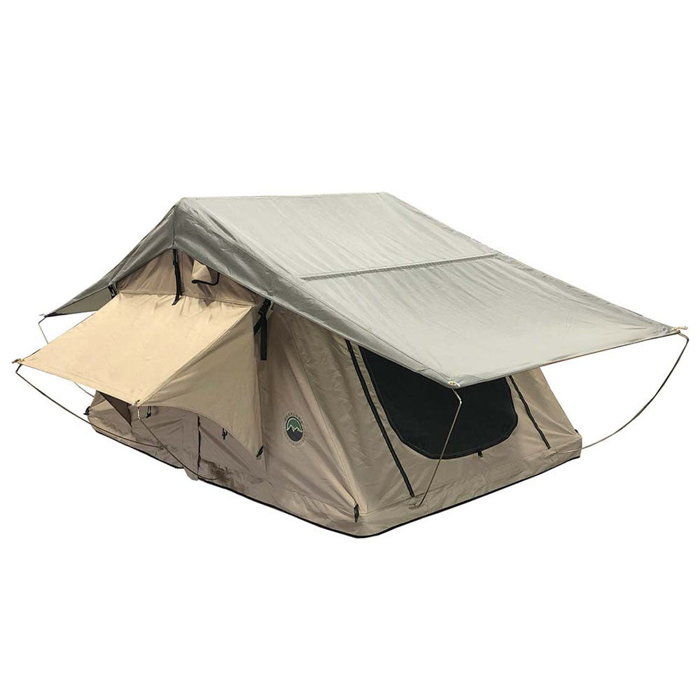 Overland Vehicle Systems LD TMBK 3 Person Soft Shell Roof Top Tent with Green Rainfly - Hero View