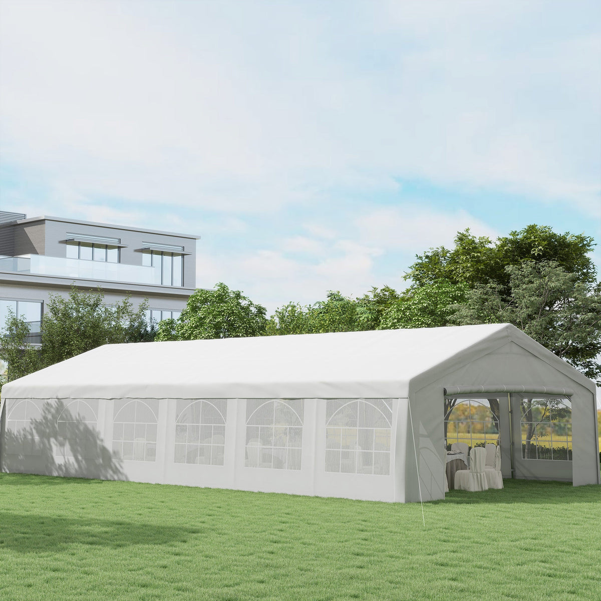 Outsunny 20x40 ft Heavy Duty Party Tent with removable sidewalls - full exterior view