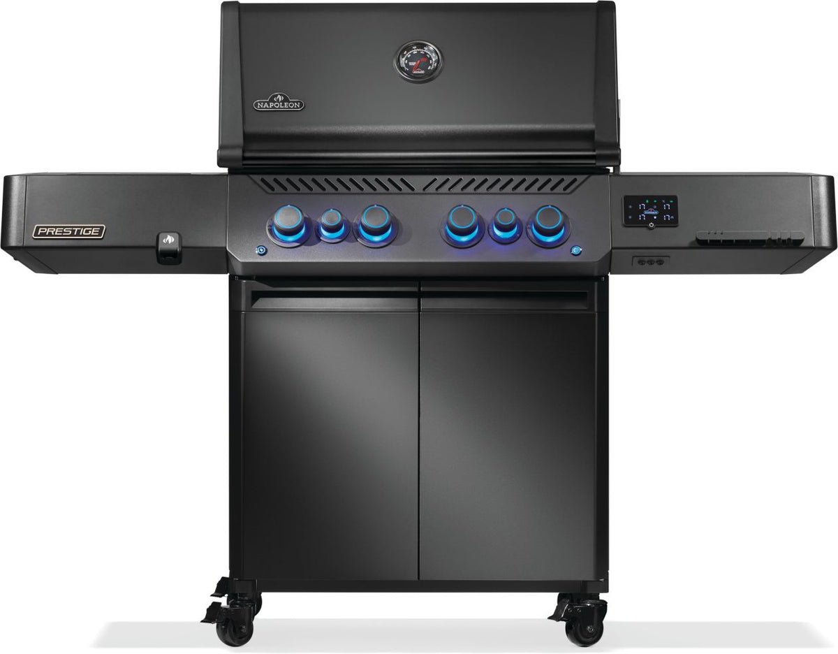 Napoleon Phantom Prestige 500 Connected RSIB Gas Grill - full front view in matte black finish