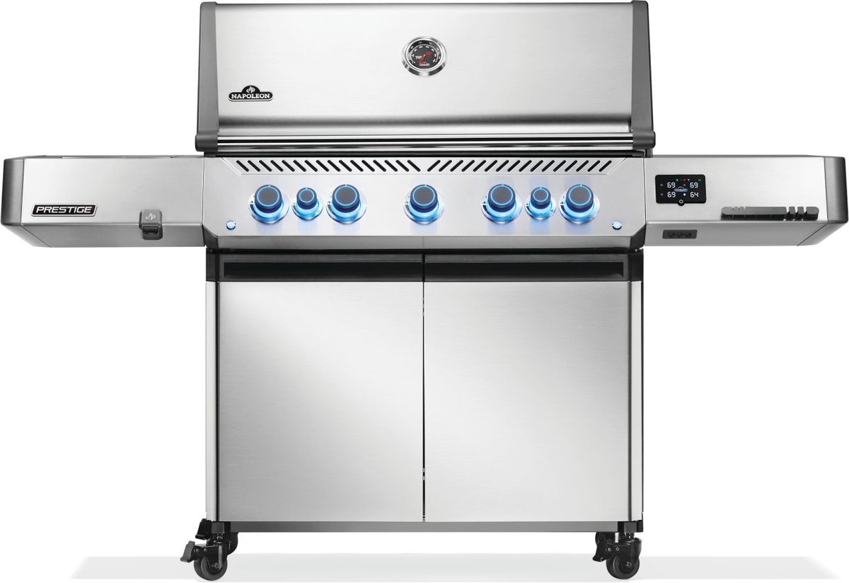 Napoleon Prestige 665 Connected RSIB Gas Grill - full view stainless steel
