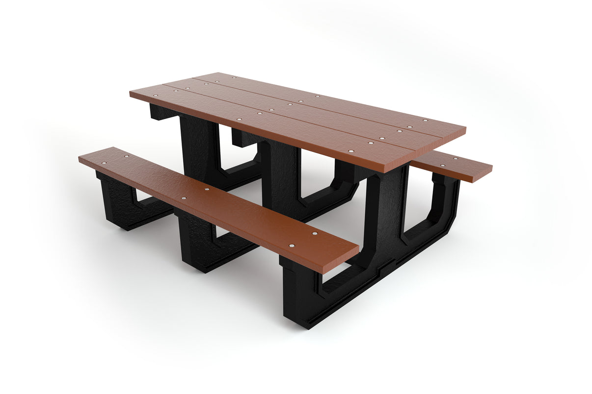 Park Place Picnic Table with Brown Resinwood slats - side view