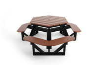 Frog Furnishings 6 ft. Hex Picnic Table front view - Brown slats