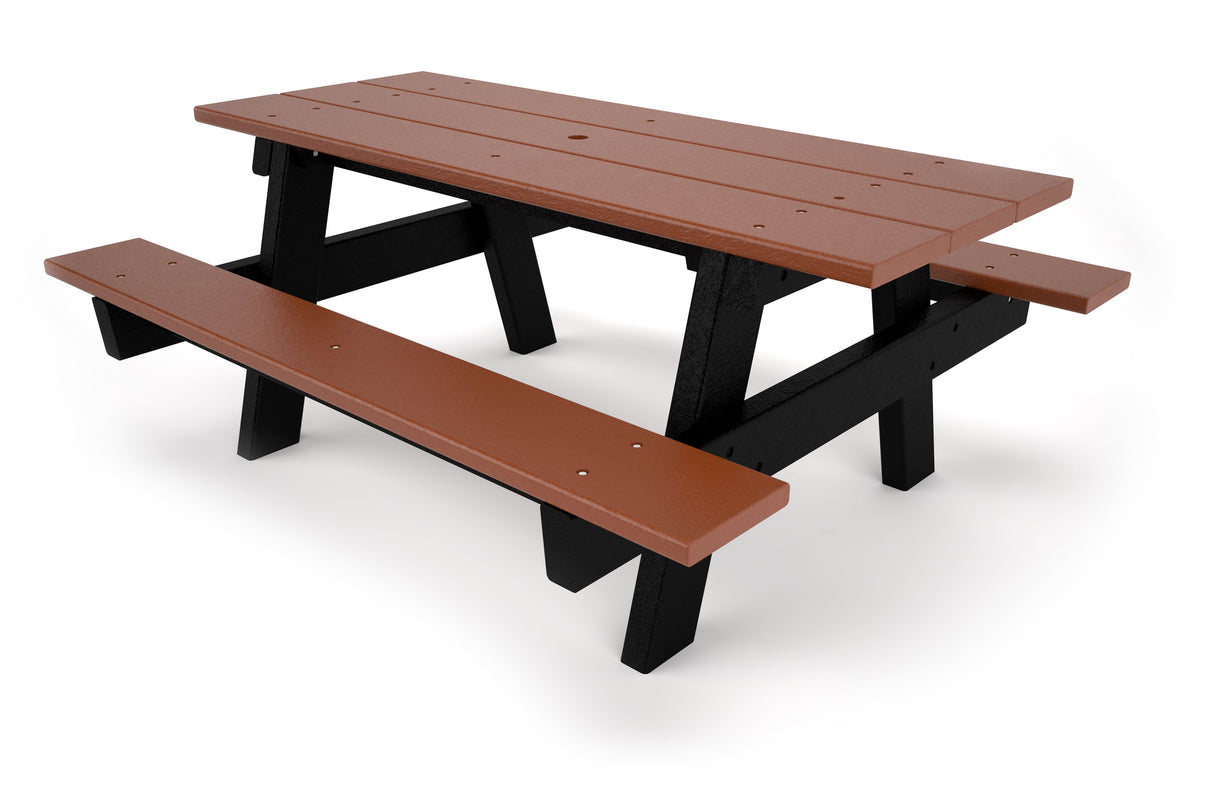 Frog Furnishings 6 ft A-Frame Picnic Table in Brown Resinwood - side view