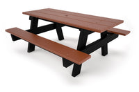 Frog Furnishings 6 ft A-Frame Picnic Table in Brown Resinwood - side view