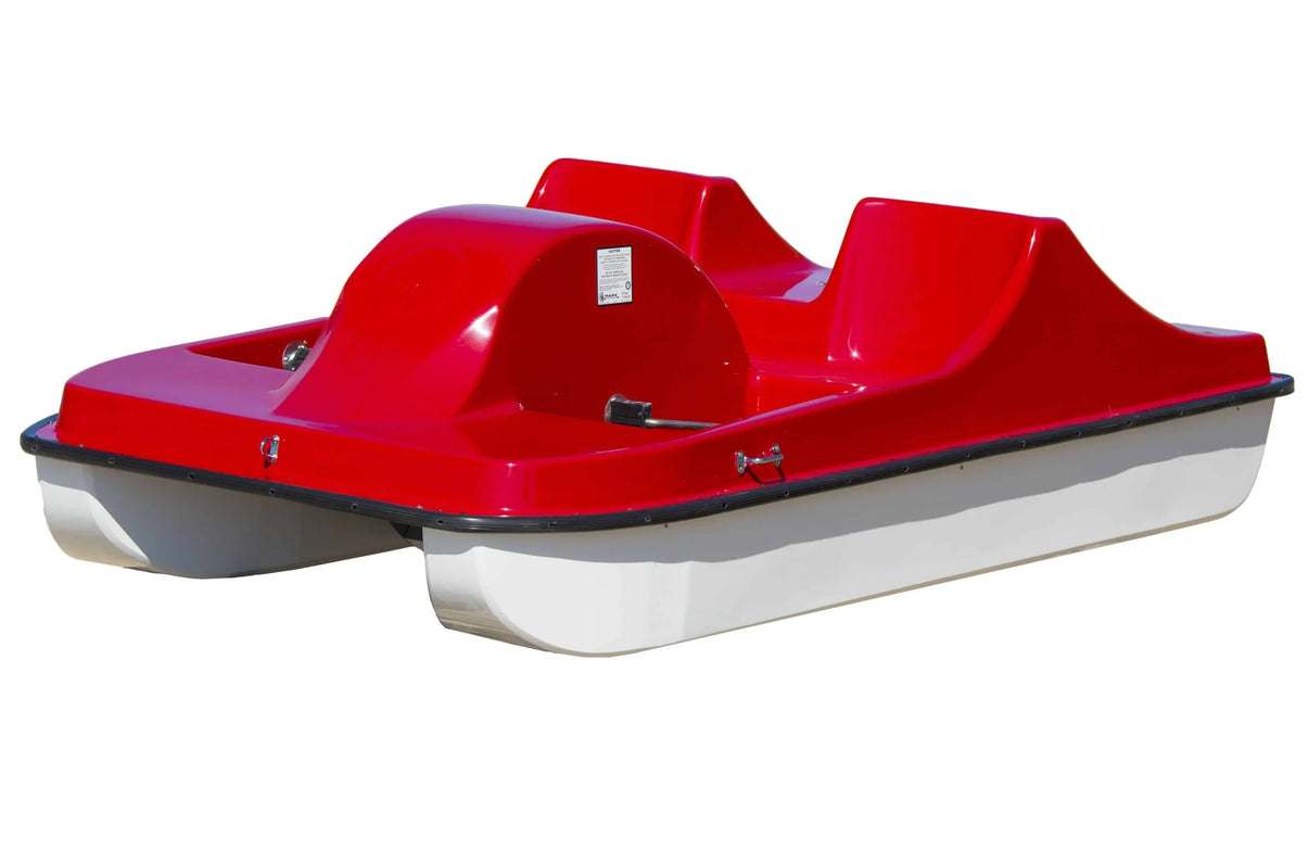 Kay Park 2-Person Pedal Boat - front angle view showing center steering wheel