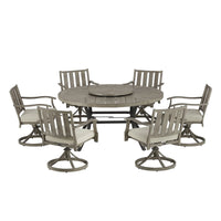 Azur Patio Round 60" Dining Set With Removable Lazy Susan And Sunbrella® Cushions