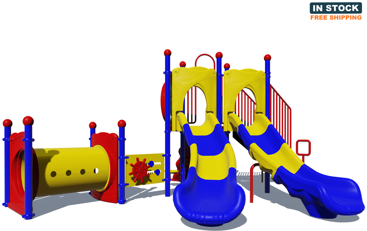 Playground Boss Double Dutch Commercial Playground Primary Color Scheme - Front View