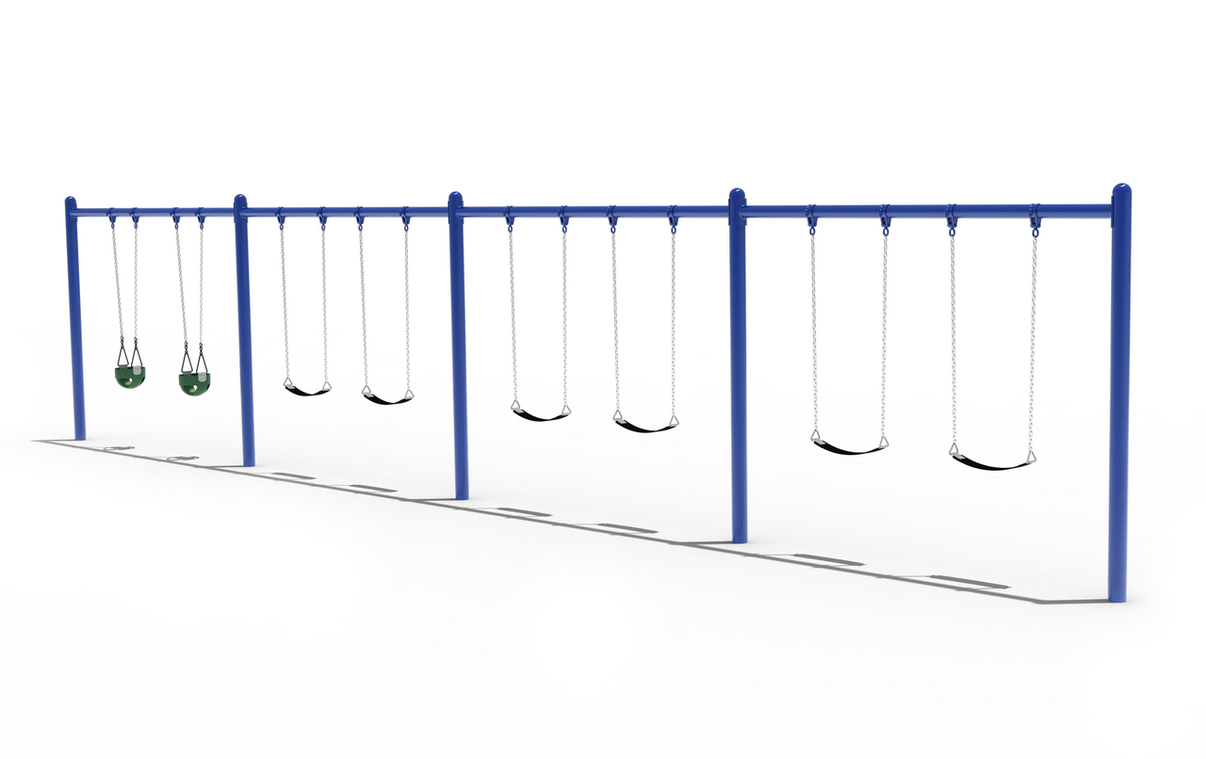 Playground Boss 5-inch Single Post Swing Frame 8ft 4-Bay commercial swing structure