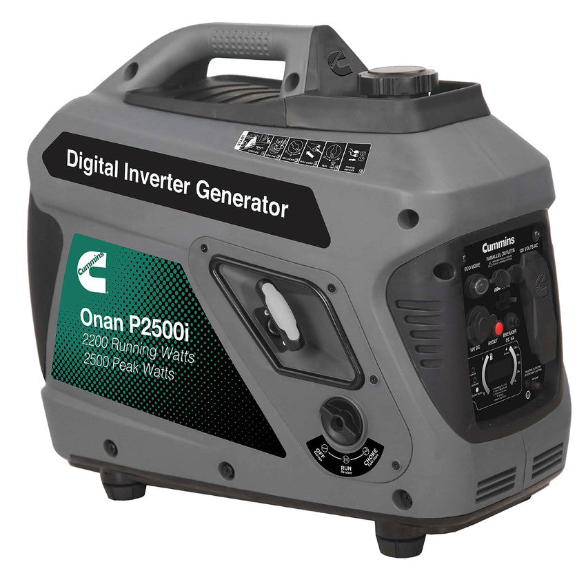 Cummins Onan P2500i Inverter Generator - EPA compliant portable generator with LED display
