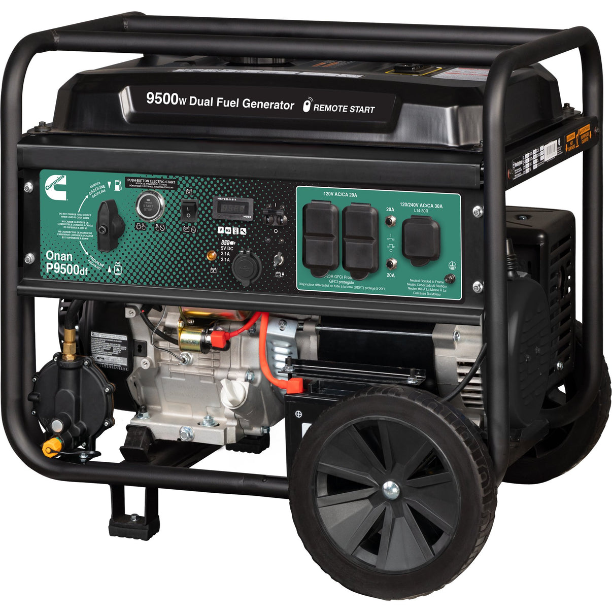 Cummins Onan P9500df Dual-Fuel Portable Generator 9500W - front view