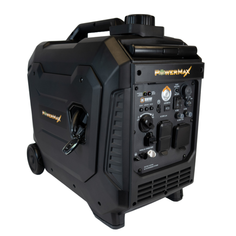 PowerMax PMG-50DFiRCO 5,000-watt dual-fuel RV-ready inverter generator - hero view