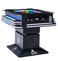 Atari PONG Mechanical Table Commercial Edition - full view of cocktail-style cabinet with RGB LED playfield and tempered glass top