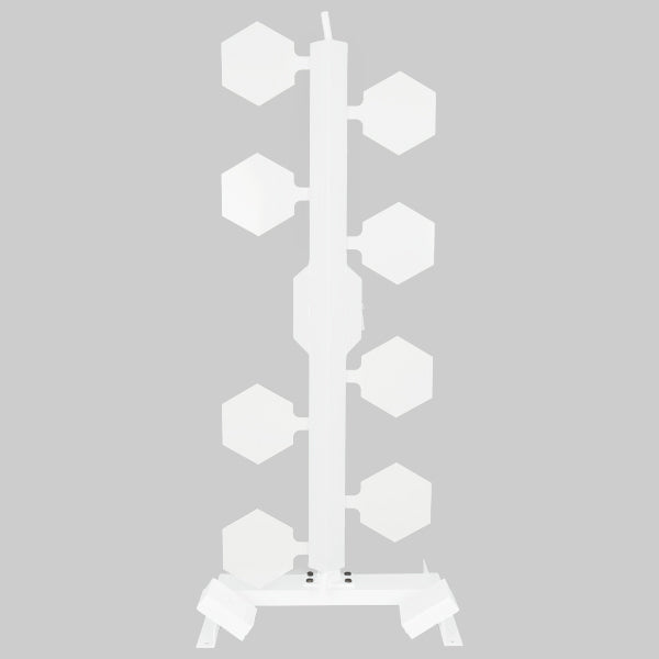 MGM Targets Propeller Plate Rack front view with eight 8-inch HEXALLOY 550 HEXPlates