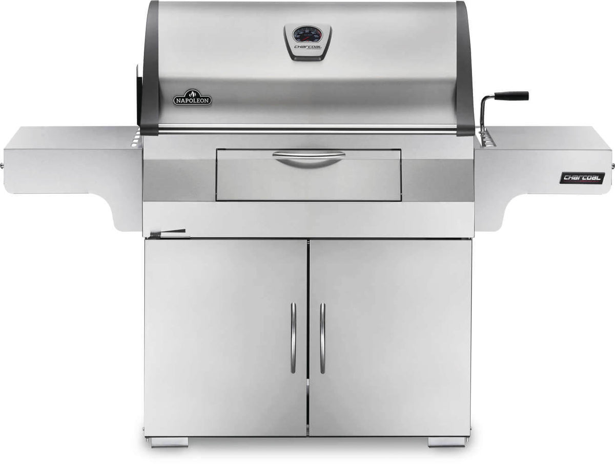 Napoleon Professional 605 Charcoal Cart Grill PRO605CSS - Stainless Steel front view