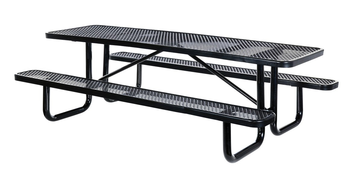 Vestil expanded metal rectangle picnic table - 30x96 inch model in black