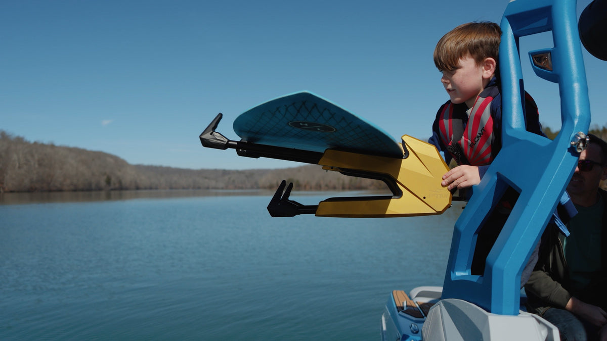 PTM Watersports EdgeForce Wakeboard Board Rack Pair on wake tower