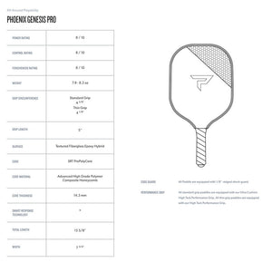 Paddletek Phoenix Genesis Pro Pickleball Paddle