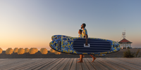 Vilebrequin x Beau Lake limited edition inflatable stand-up paddleboard featuring Raiatea SS23 print - main view