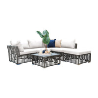 Panama Jack Graphite 6-Piece Outdoor Sectional with Sunbrella Canvas Cushions