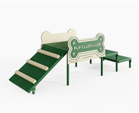 BarkPark Mini Pup Clubhouse in Natural color - dog park agility structure with dog bone HDPE panel