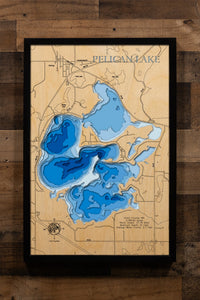 Wooden Map of Pelican Lake in Grant County, Minnesota