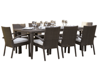 Pelican Reef Atlantis 9-piece aluminum wicker dining set in Java Brown finish
