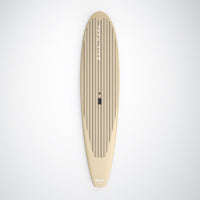 Beau Lake Custom Paddleboard top view - white oak and mahogany with chrome lettering