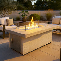 Cal Flame Phoenix RT501M modern outdoor gas fire pit in an outdoor entertainment setting