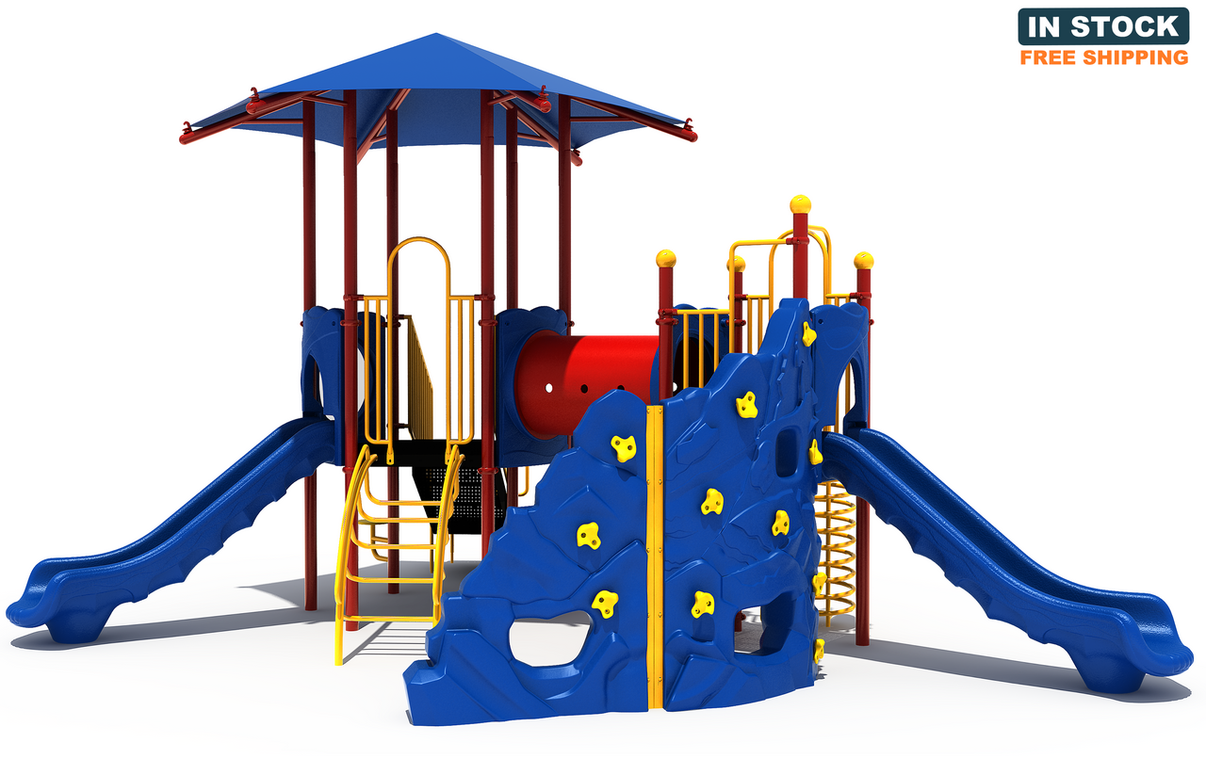 Playground Boss Gorilla commercial playground front view - Primary color scheme