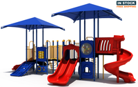 Playground Boss The Hills commercial playground front view - Primary color scheme