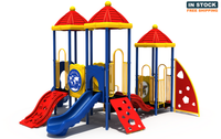 Playground Boss Tiger Tail commercial playground - front view, Primary color scheme