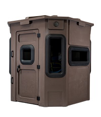 Titan Pro Archery & Rifle Combo Blind in Tree Trunk Brown, front view at ground level