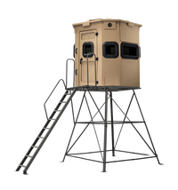 Titan Pro Rifle Blind in Desert Storm Tan mounted on 8ft tower with ladder