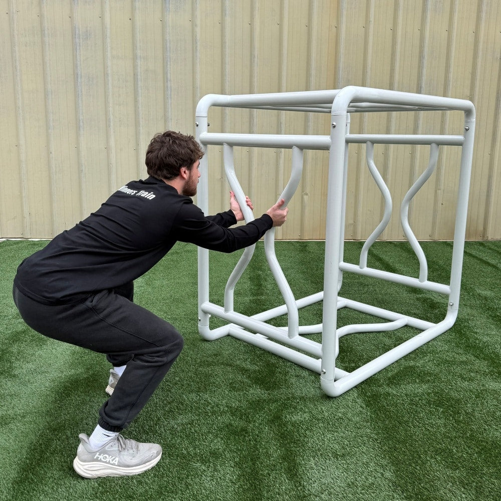 Rae Hammer 217 lb steel football conditioning cube - full product view