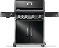Napoleon Rogue PRO 525 SIB gas grill front view - black finish with infrared side burner