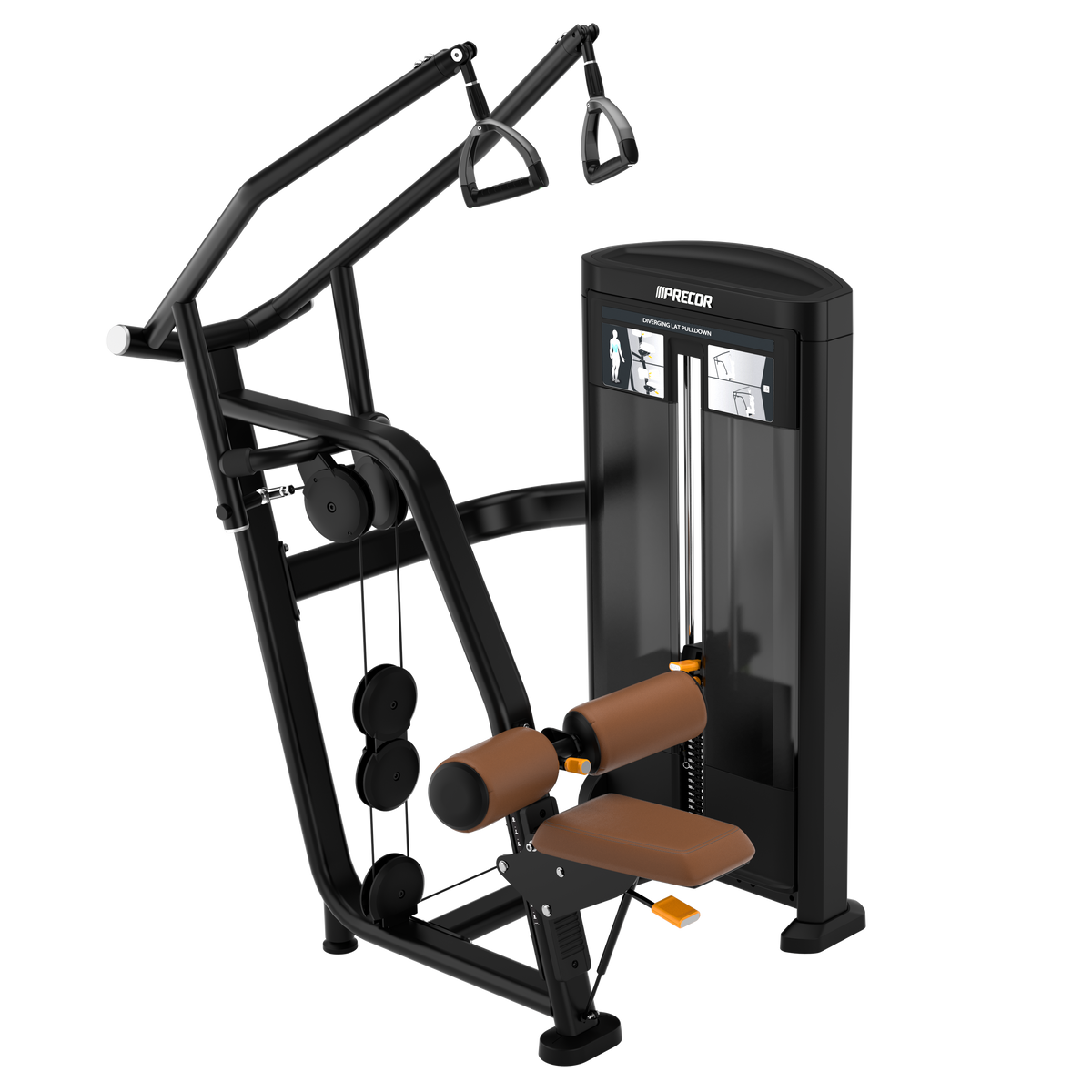 Precor Resolute RSL0314 Diverging Lat Pulldown in Black Pearl finish - full product view